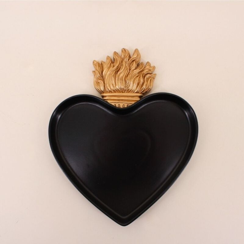 Plateau ex-voto coeur en résine 27x22cm