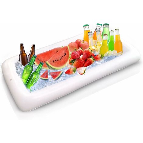 Plateau Flottant pour Piscine, 135×65cmPlateau Gonflable Bar Flottant, Porte Bière Flottant PVC, Gonflable Plateau de Buffet Bar
