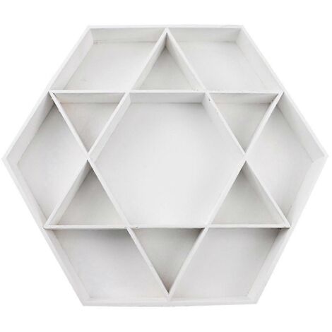 Plateau hexagonal en bois en forme d'étoile pour les fêtes, boîte de rangement pour assiettes à fruits, blanc--