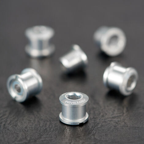 Plateau individuel argenté, lot de 5 Vis de plateau de vélo anodisées colorées 4,9/6,4 mm, vis de plateau simple/double en alliage d'aluminium 7075.