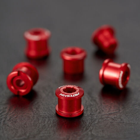 Plateau individuel rouge, lot de 5 Vis de plateau de vélo anodisées colorées 4,9/6,4 mm, vis de plateau simple/double en alliage d'aluminium 7075.