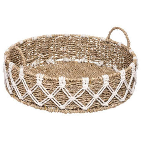Plateau Macramé Déco "Palm" 38cm Beige