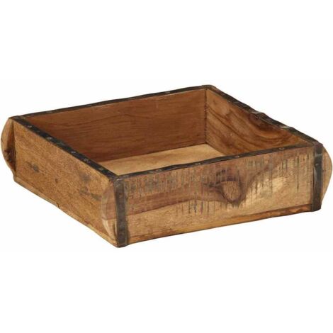 Plateau Marron 31 x 29 x 10 cm Bois Recyclé Solide CFW111169