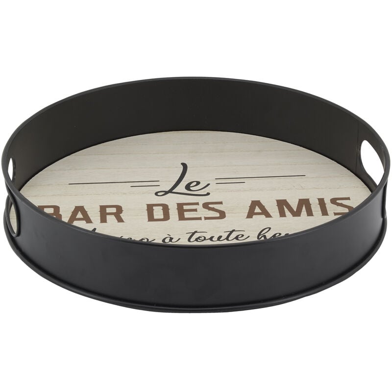 Plateau médium et métal noir Le bar des amis