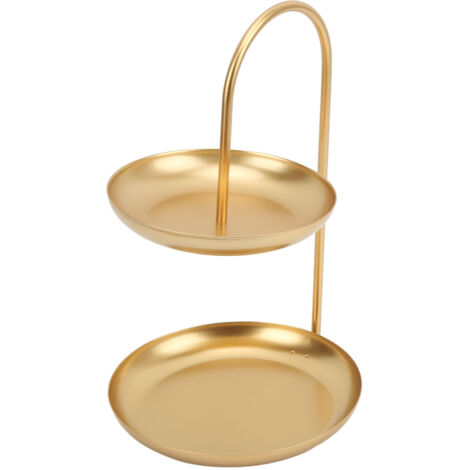 Plateau métallique doré 2 étages grand capacité style scandinave pour snacks bureau maison réception