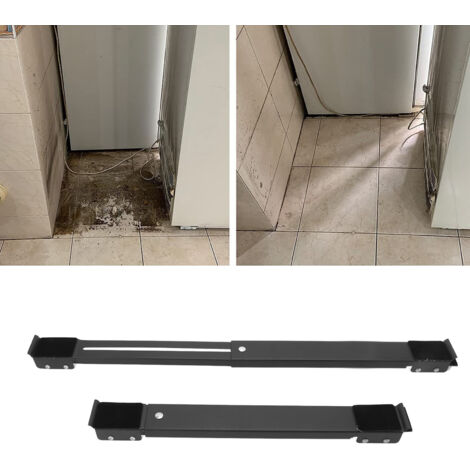Plateau mobile pour appareils électroménagers - Bracket extensible 300KG avec barre de levage et roulettes rétractables noir