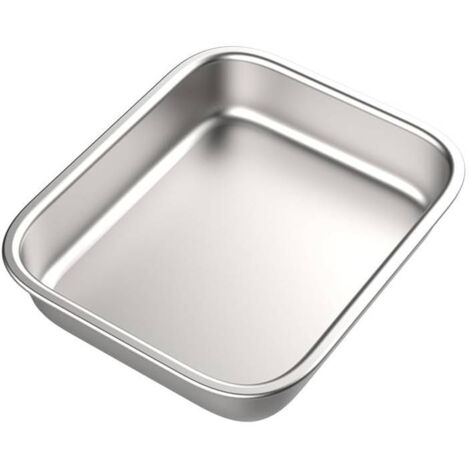 Plateau , plaque de cuisson , moule à gâteau , plat de service , 20 x 27 cm - acier inoxydable durable - multifonctionnel - lavable au lave-vaisselle - argent