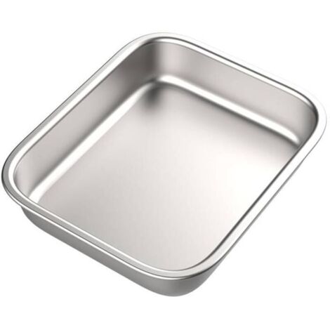 Plateau , plaque de cuisson , moule à gâteau , plat de service , 20 x 27 cm - acier inoxydable durable - multifonctionnel - lavable au lave-vaisselle - argent