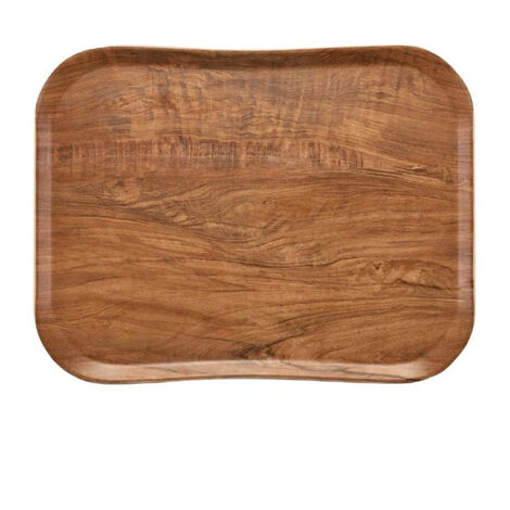 Plateau Polyester Century Aspect Naturel Bois Olivier Marron - 360x460mm - Cambro