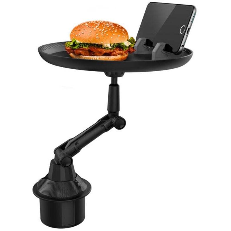 Plateau Porte-gobelet de Voiture, Table de Plateau de Voiture pour Manger avec Fente pour Téléphone Portable Universel Réglable Plateau pivotant à