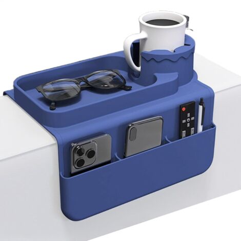Plateau porte-gobelet, en silicone, antidérapant, avec poche