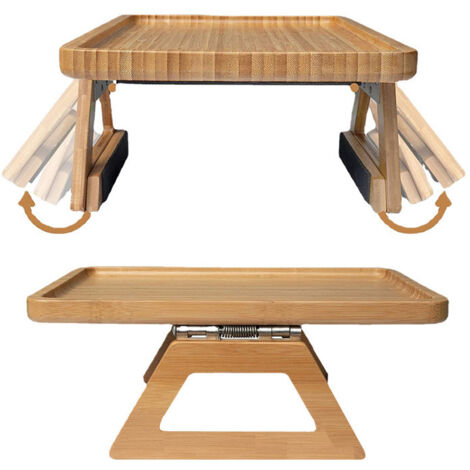 Plateau Pour Accoudoir De Canapé - En Bambou Naturel - Réglable - Clip Sur Accoudoir - Pour Boissons Snacks Télécommande Téléphone - 1 Pièce
