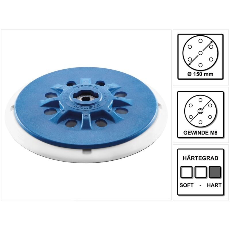 Festool - plateau de ponçage st-stf D150/17 FT-M8-H-HT 150 mm dur ( 498988 )