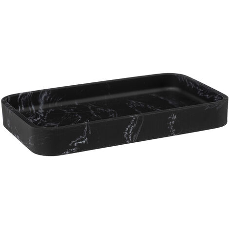 Plateau rectangulaire anglulaire léa effet marbre noir - 5five