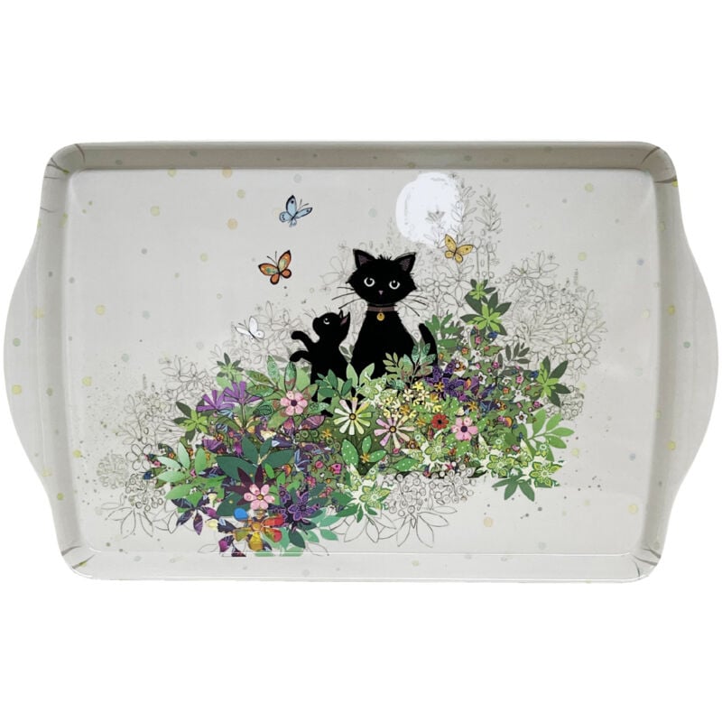 Kiub - Plateau en mélamine chats et papillons 38 cm