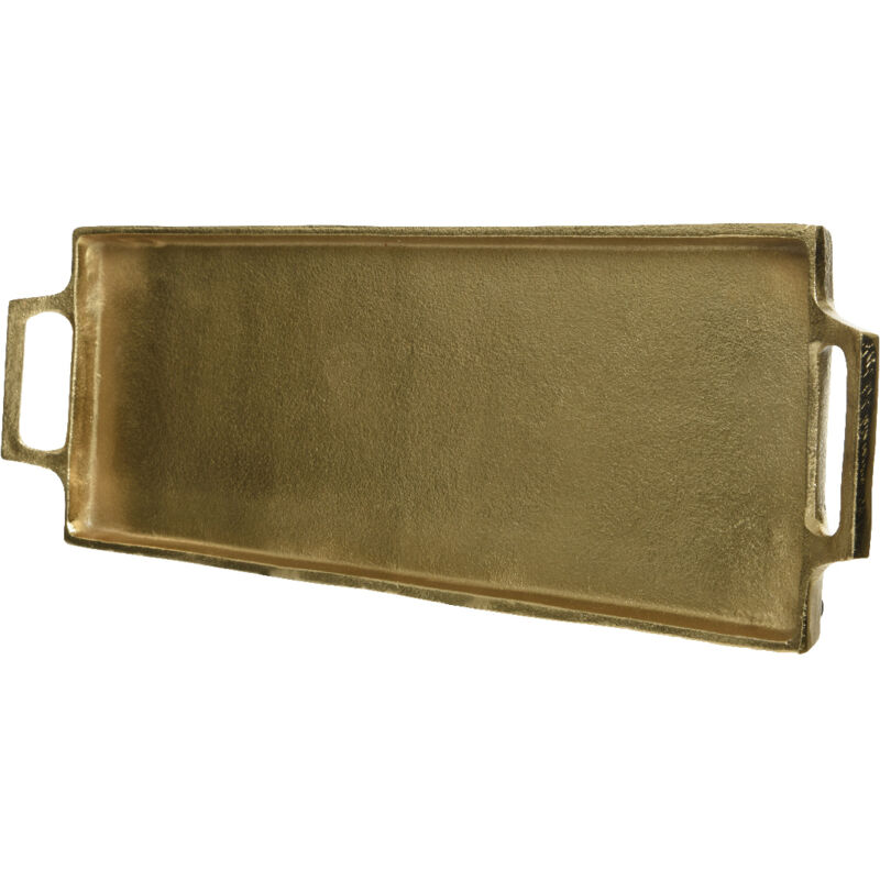 Plateau rectangulaire doré 43,5x14cm avec poignée.