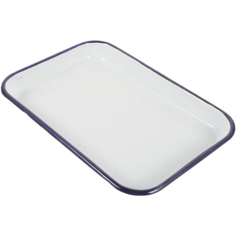 Plateau Rectangulaire Émail Blanc Plat de Cuisson Polyvalent pour Four