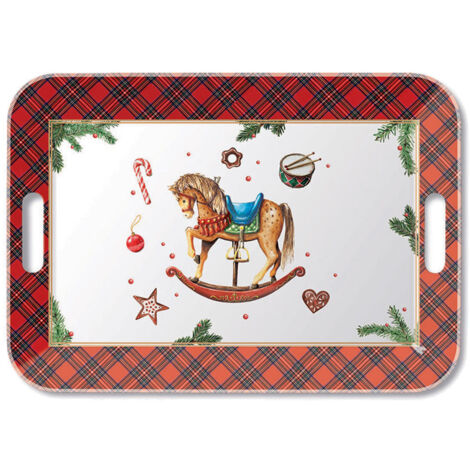 Plateau rectangulaire motifs de Noël  46,5 x 32,5 cm
