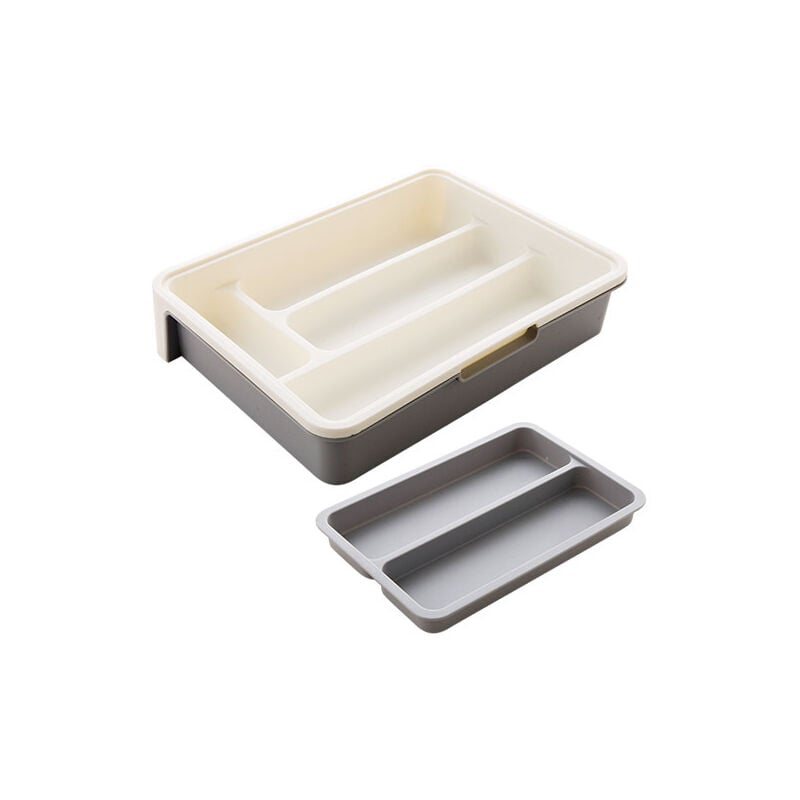Plateau rétractable à tiroir 3 en 1, organisateur d'ustensiles, porte-ustensiles en plastique pour ustensiles, divertissement et plus encore