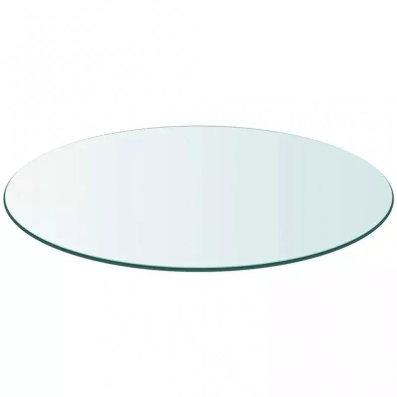 Plateau rond 60 cm en verre trempé transparent