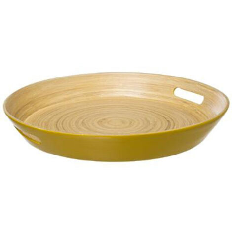 Plateau Rond en Bambou Modern 42cm Moutarde