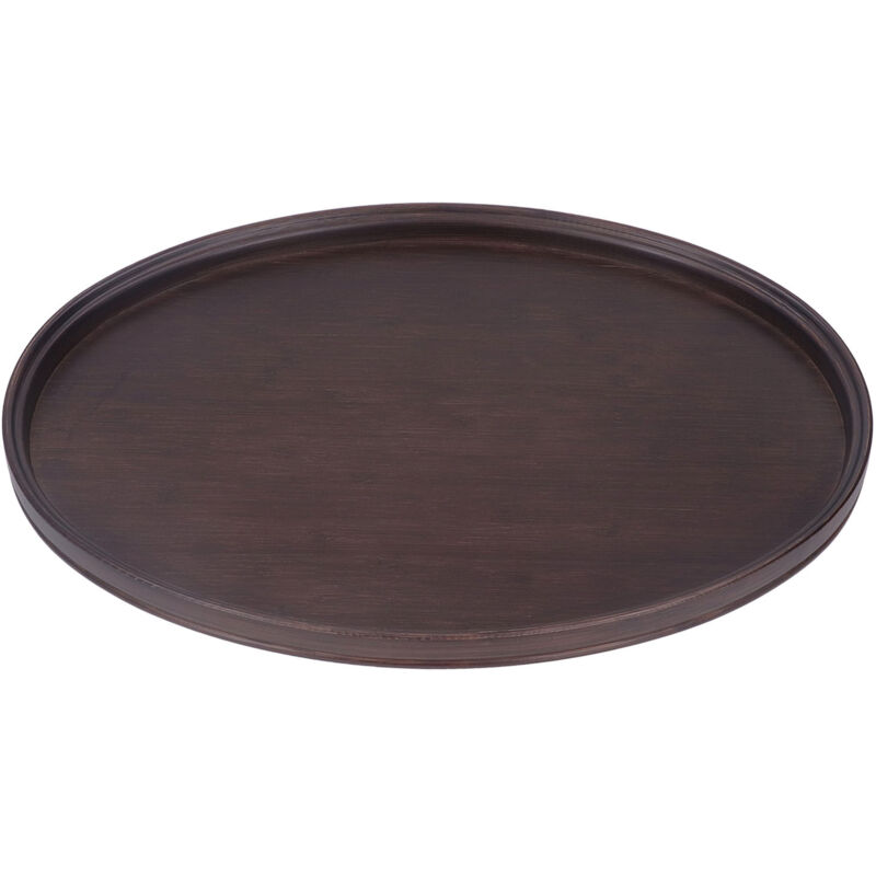 Plateau Rond en Bambou Multifonction pour Service à Thé, Plateau Décoratif pour Boissons et Nourriture, Couleur Noix