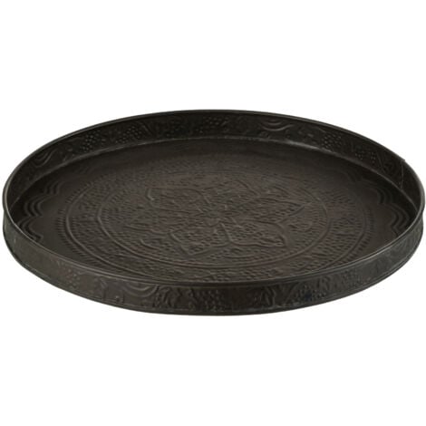 DECOSSIMA Plateau rond en métal embossé noir