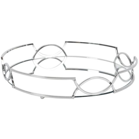Plateau Rond Miroir Argenté Ø30cm