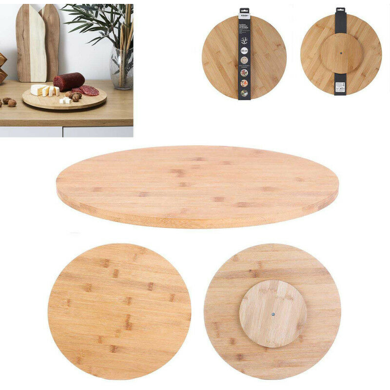 Plateau à fromages rond en bambou - Beige - d 35 cm - Livraison gratuite