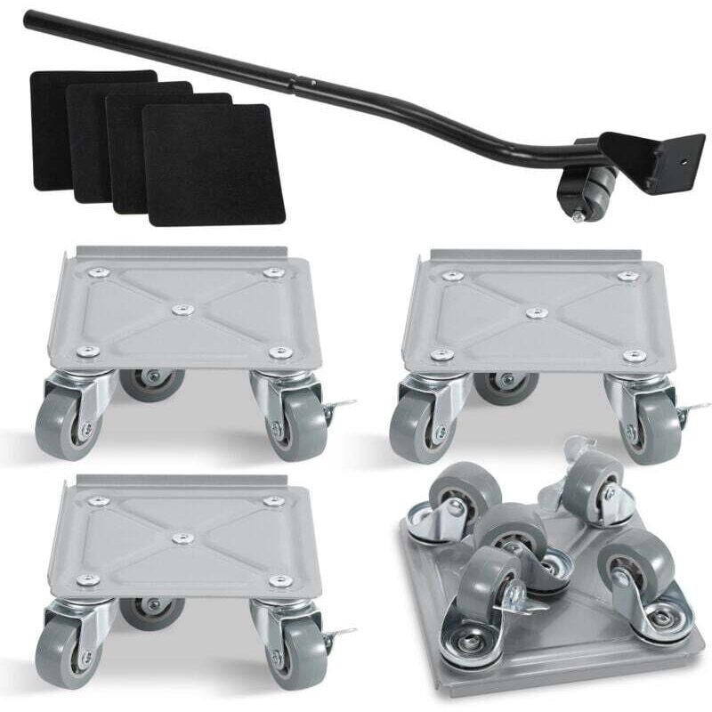 Plateau Roulant 4pcs Lève-meubles acier Charge max 500 kg Planche à roulettes Transporteur de meubles pour tous les sols Aide au transport