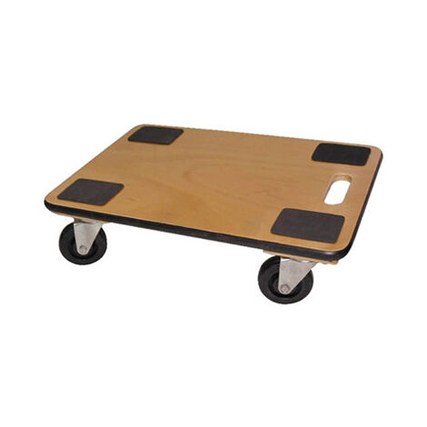 Plateau roulant 600x400mm – Contre-plaqué 18mm – Charge max 300kg – Roulettes anti-dérapantes 100mm – Poignée de préhension intégrée
