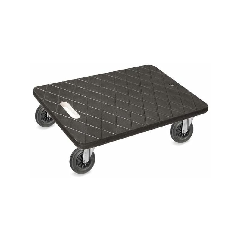 2gt Roues Et Roulettes - Plateau roulant de manutention 600x400 xtreme® 4x pivotantes caoutchouc noir - 200 Kg