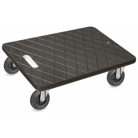 Plateau roulant de manutention 600x400 XTREME® 4x pivotantes caoutchouc NOIR - 200 Kg