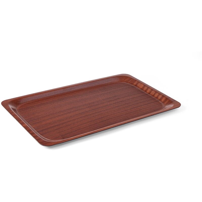 Plateau antidérapant en bois, acajou 530x325mm GN1/1 Hendi 507216