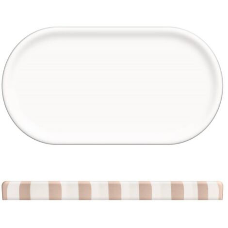 Plateau strio 24cm rayures rose blé en grès - 5five