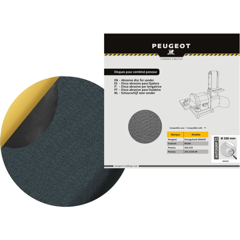 Peugeot Outillage - Support autocollant Ø150mm pour disques velcro Diamètre 150 mm, Type de consommable Support Velcro ,