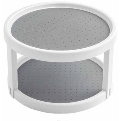 Plateau tournant à double couche, antidérapant, plateau pivotant de 25 cm, étagère à épices rotative à 360°, convient aux cuisines, réfrigérateurs, garde-manger, bureaux et salles de bains.
