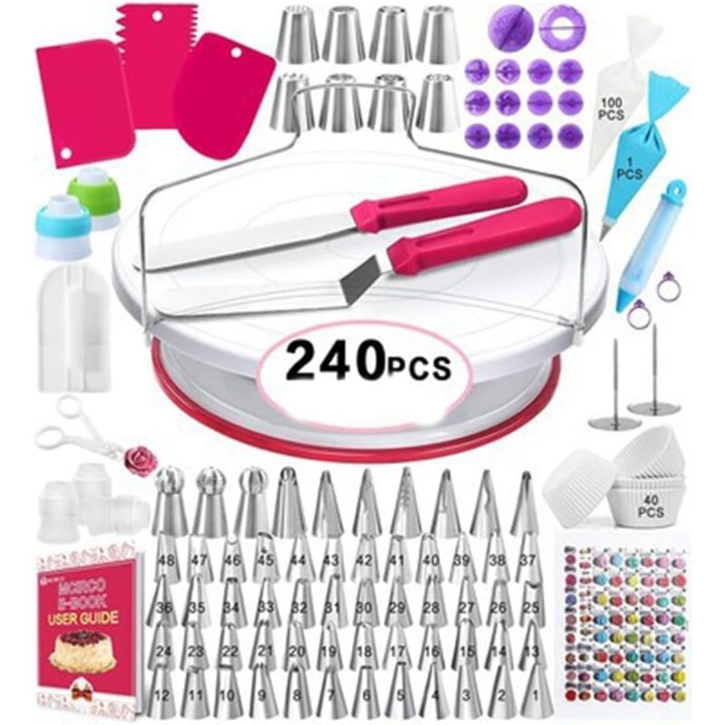 Plateau Tournant De Gâteau - Kit De Pâtisserie Professionnel - Conception Antidérapante - Blanc comme indiqué sur limage