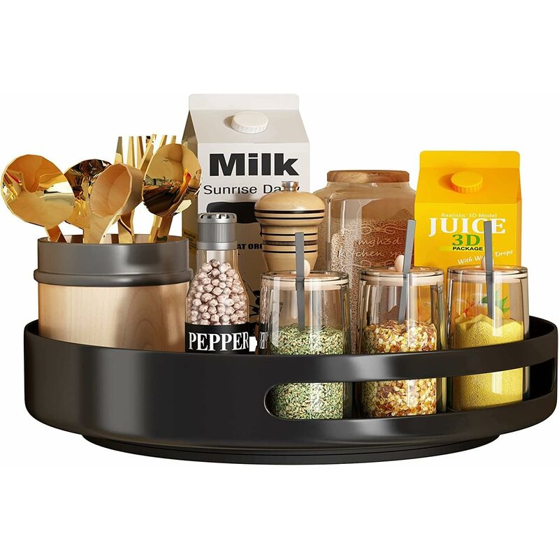 Serbia - Plateau tournant en acier métallique pour organisateur de placard, supports à épices rotatifs pour table d'organisateur de placard de