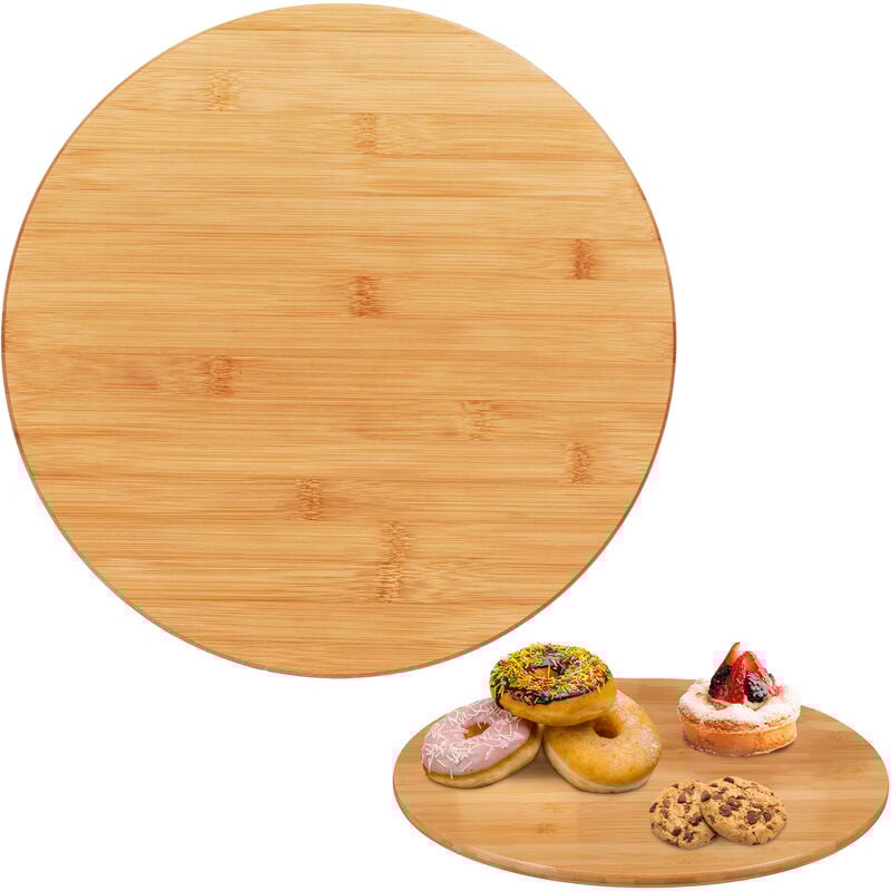 Plateau tournant en bambou, rotatif à 360°, rond, pour le service, pour vos épices, diamètre : 40 cm, nature - Relaxdays