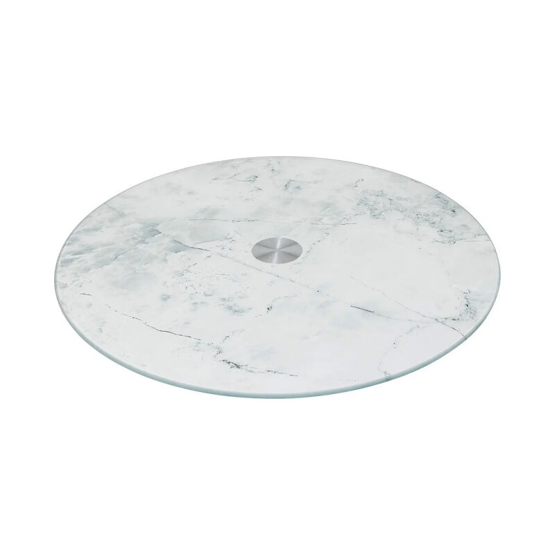 5five Simply Smart - Plateau Tournant en Verre 'Effet Marbre' 31cm Blanc