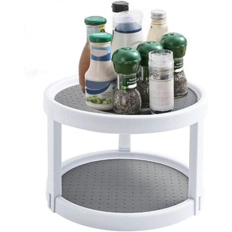 Plateau tournant Lazy Susan à 2 Niveaux, antidérapant, Plateau tournant , Organisateur d'assaisonnement Rotatif à 360° pour Cuisine, réfrigérateur, Garde-Manger, Bureau, Salle de Bain