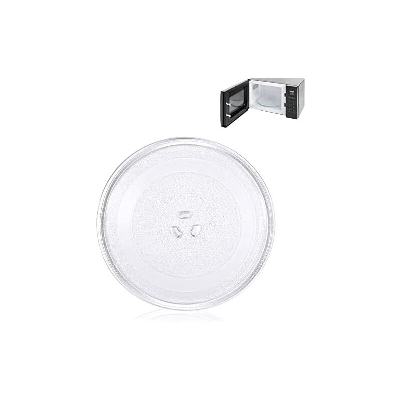 Plateau Tournant Micro Onde 24.5 cm Verre Micro-Ondes Universel avec 3 Fixations Convient pour Remplacer les Assiette Endommagées Dans le four à