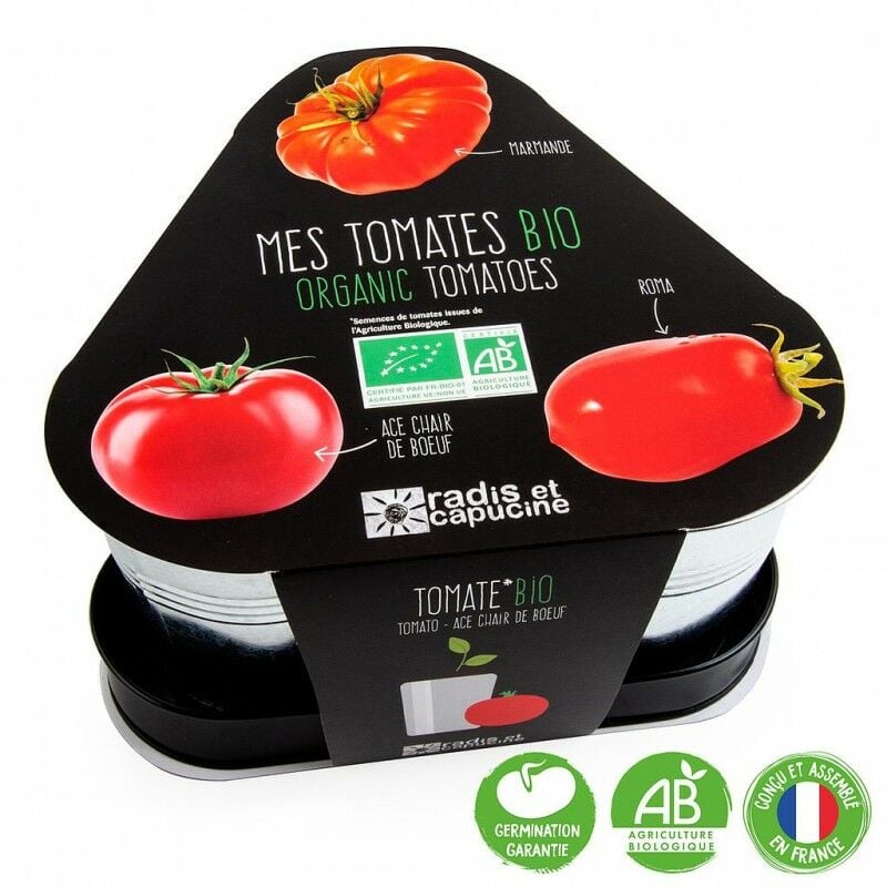 Radis Et Capucine - Plateau trio pots zinc - Tomates bio