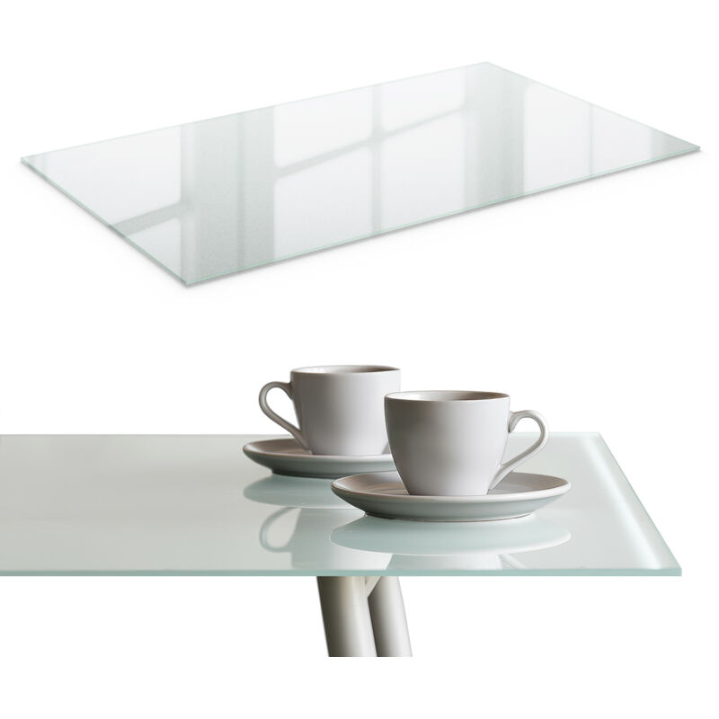 Tulup Tischplatte Glas - Frosted Glasplatte - Aus Hartglas Für Balkon Terrasse - Glasplatte Für Terrassentisch - Garten Tischplatte 100x60 Cm