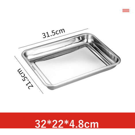 Plateaux alimentaires rectangulaires en acier inoxydable, casseroles de stockage de fruits et légumes, pour gateaux, pain, Biscuits, ustensiles de cuisson, plaques de cuisson de cuisine,32x22x4.8cm