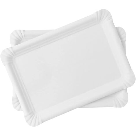 Plateaux Carton - Lot de 20 - Blanc - 23x16 cm - Pour Pâtisseries et Buffets