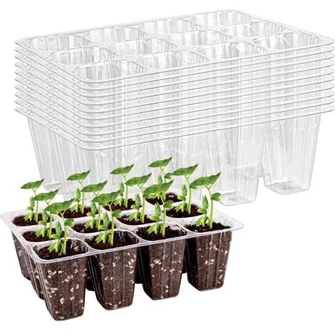 Plateaux de démarrage pour semis 120 cellules réutilisables, mini propagateur, kit de culture en serre, plateaux de culture pour plantes en serre d’intérieur en plastique, bacs de germination