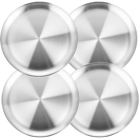 Plateaux de Four à Pizza en Acier Inoxydable Lot de 4, Ronde anti-adhérent Plaques à Pizza 30 cm, Plat à Pizza Robuste