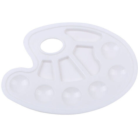 Plateaux de peinture pour artistes en plastique blanc, avec trou de pouce à 10 trous pour peintures acryliques 2pcs